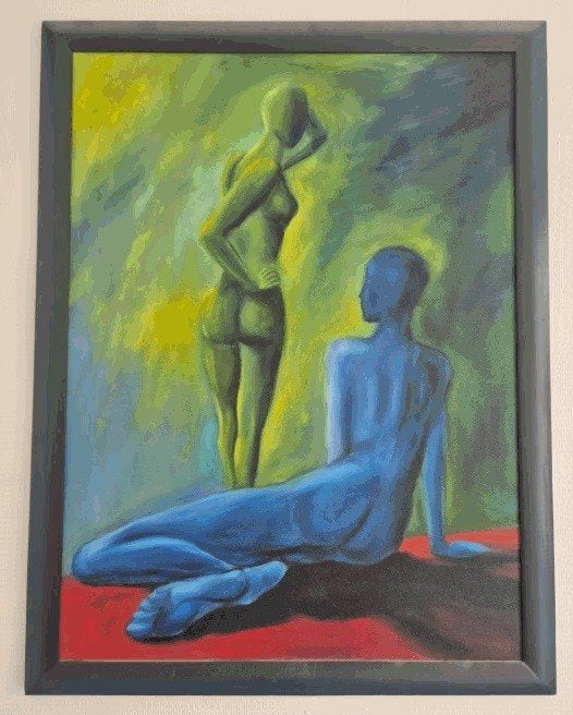 Modern expressief schilderij ,,Figuren" 85x65 cm, Ophalen, Textiel, Acrylverf, Figuren