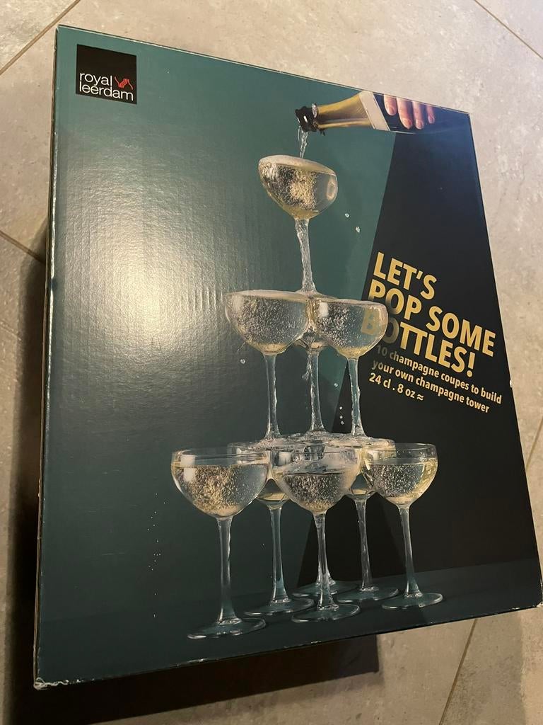 Royal Leerdam - champagne toren 10 stuks nieuw, Ophalen, Nieuw, Overige typen