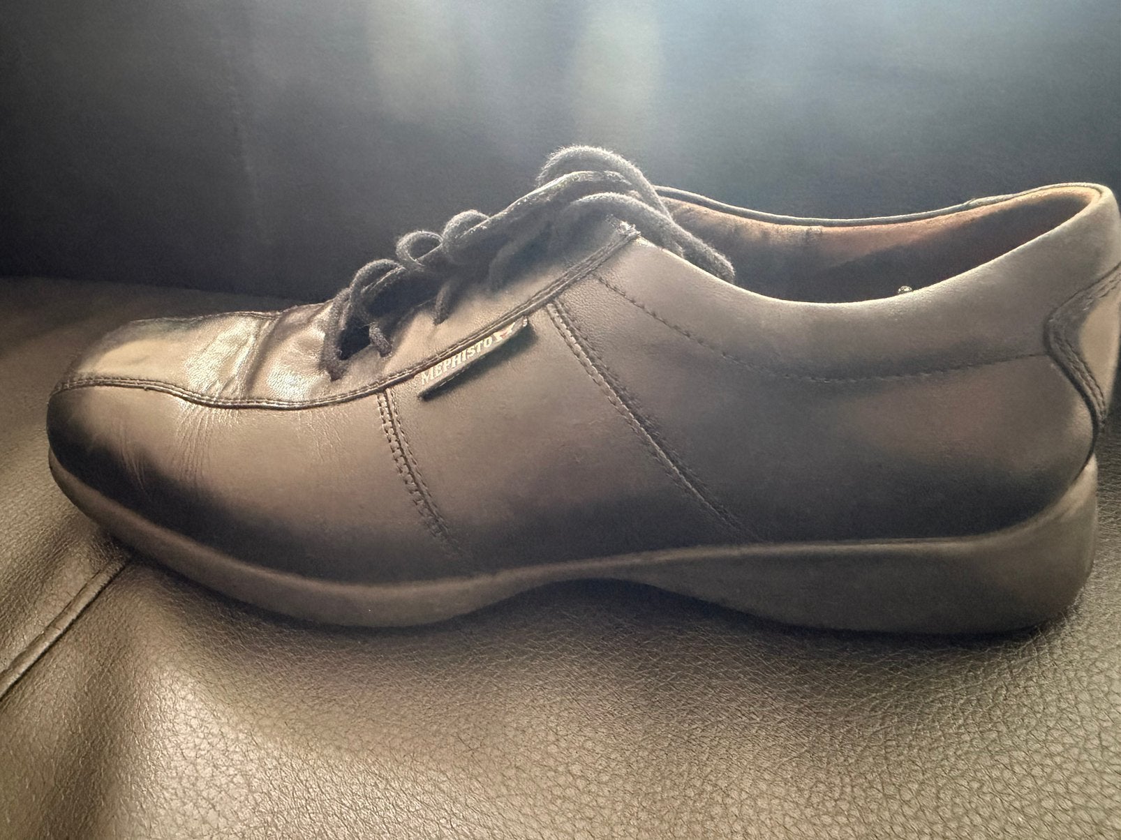 Chaussures Mephisto pour homme taille 42 cuir véritable noir, Enlèvement ou Envoi, Comme neuf, Noir