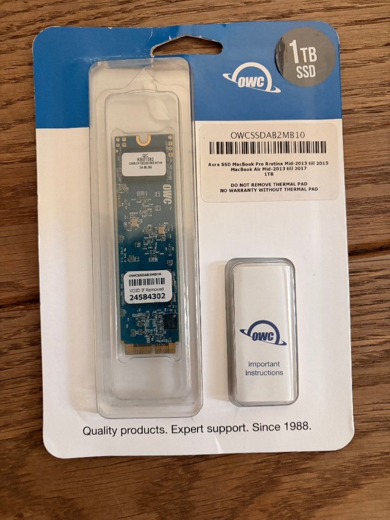 OWC Aura 1TB SSD voor MBP MID 2013-2015, Informatique & Logiciels, Owc, Enlèvement ou Envoi, SSD, Interne