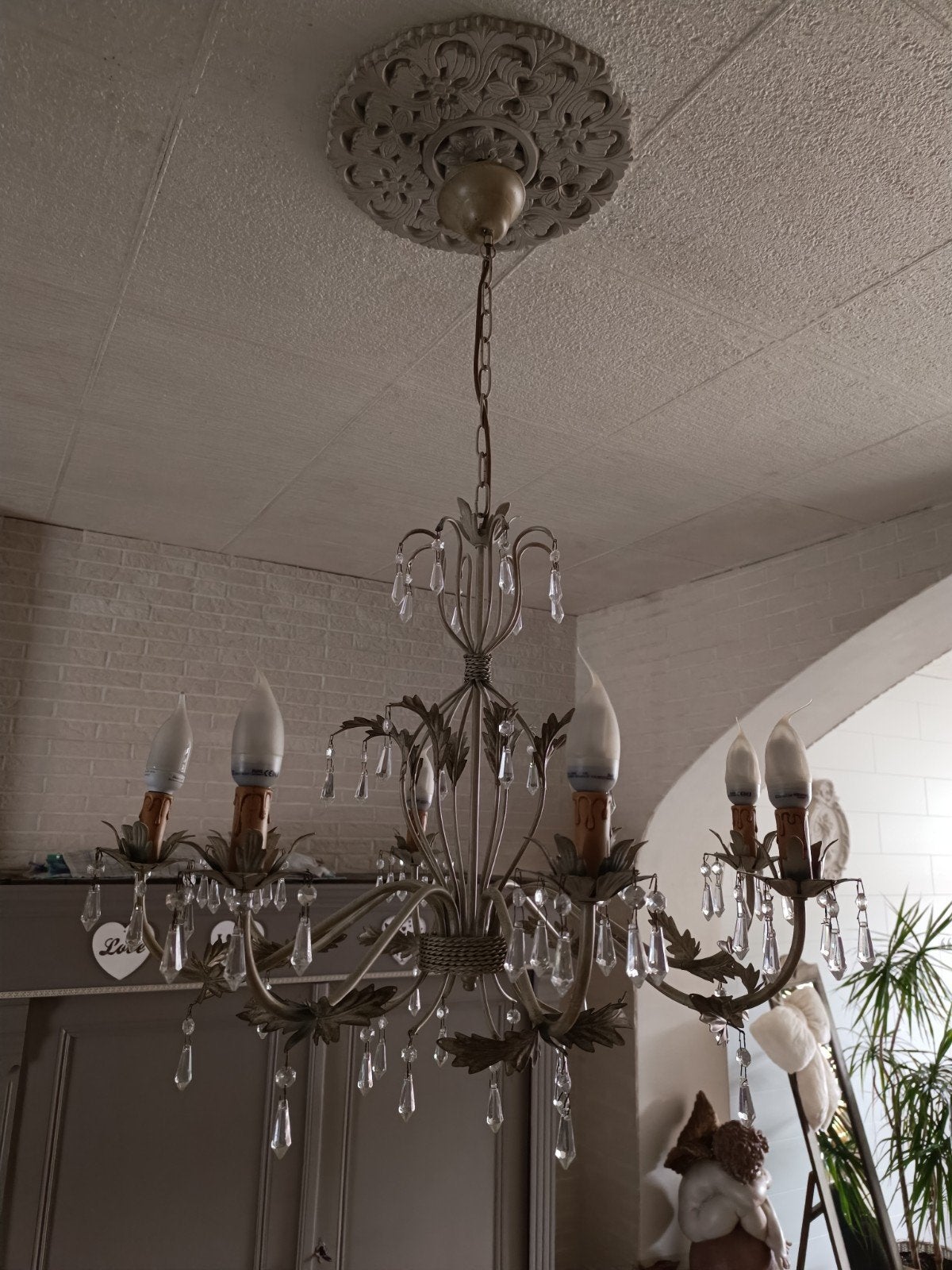 Magnifique lustre ancien, Ophalen, Zo goed als nieuw, Glas