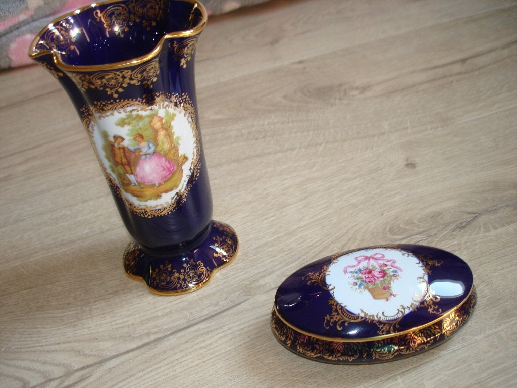 Limoges Cobalt Blue & Gold 22k, Ophalen of Verzenden