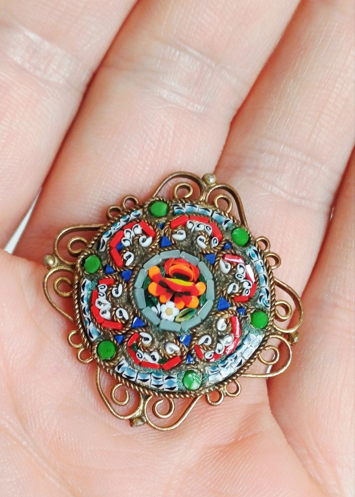 Broche ancienne en micromosaïque, Antiquités & Art, Enlèvement ou Envoi