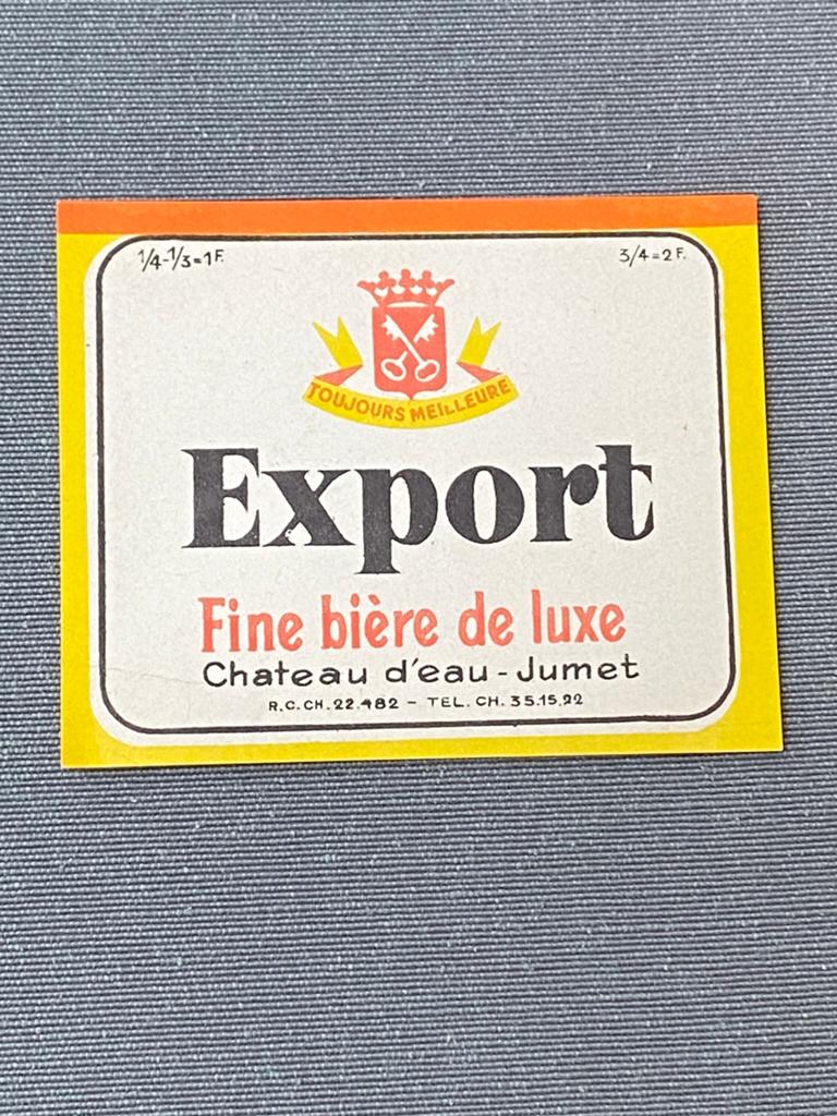 Oud bier etiket brouwerij CHATEAU D'EAU te JUMET, Ophalen of Verzenden, Zo goed als nieuw