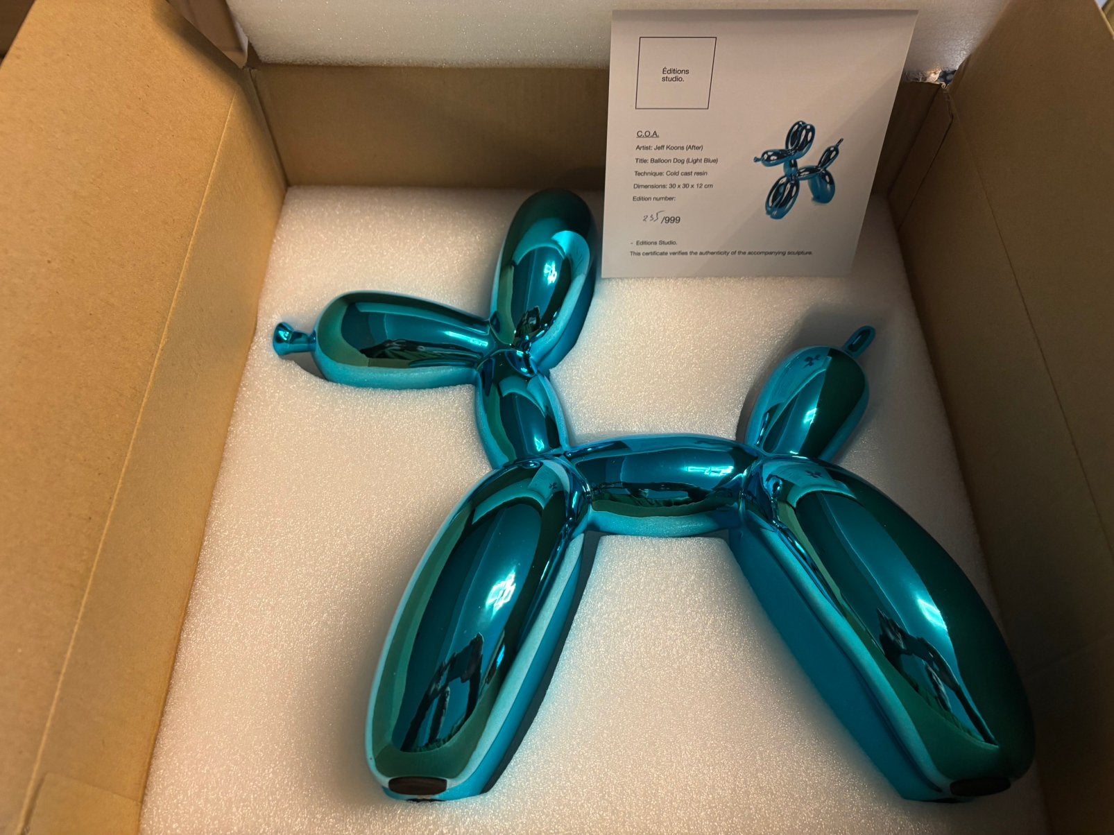 Balloon dog ( after) Editions studio jeff koons, Antiek en Kunst, 30 cm, Beeld, Ophalen of Verzenden, Blauw