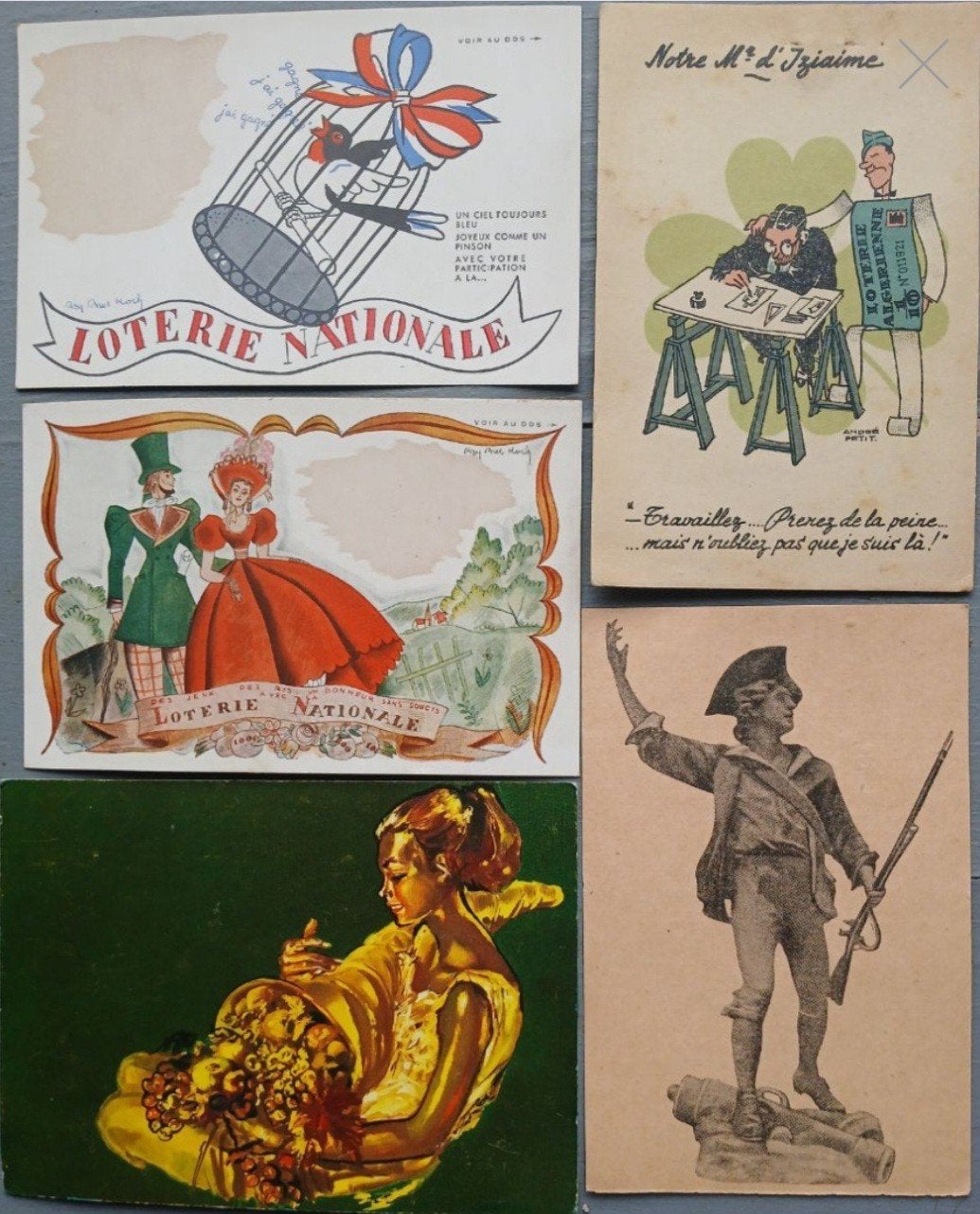 lot 5x cpa pour loterie nationale France et algerienne, Collections, Enlèvement ou Envoi