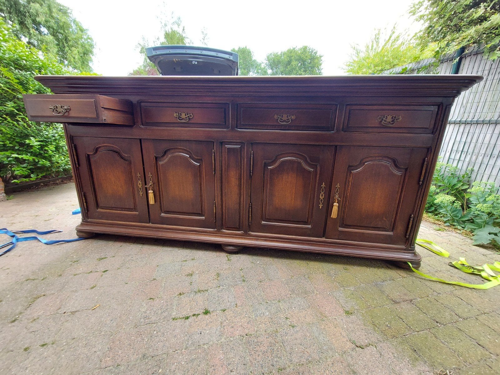Volhouten eiken buffetkast 250 cm – massief eik, Maison & Meubles, Armoires | Buffets, Enlèvement
