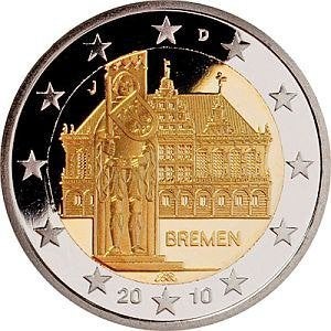 2 euros Sp. Sortir. Brême 2010 A, Timbres & Monnaies, Enlèvement ou Envoi, Allemagne, 2 euros, Monnaie en vrac