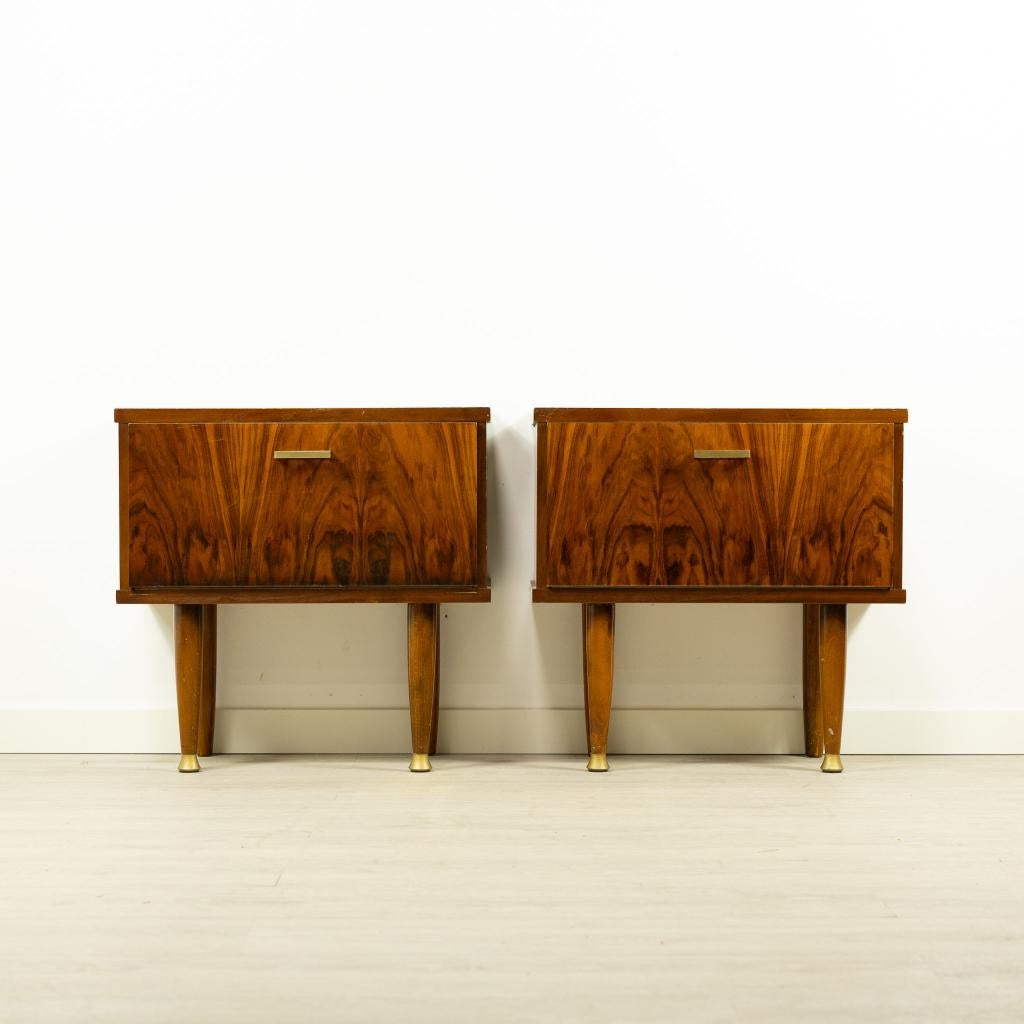Mid century set nachtkastjes - Rio Rosewood jaren 60 vintage, Ophalen, Gebruikt, Hout