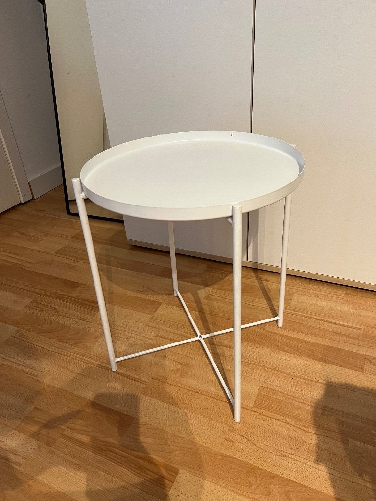 Bijzettafel, Huis en Inrichting, Tafels | Bijzettafels, Minder dan 55 cm, Metaal of Aluminium, Rond, Zo goed als nieuw