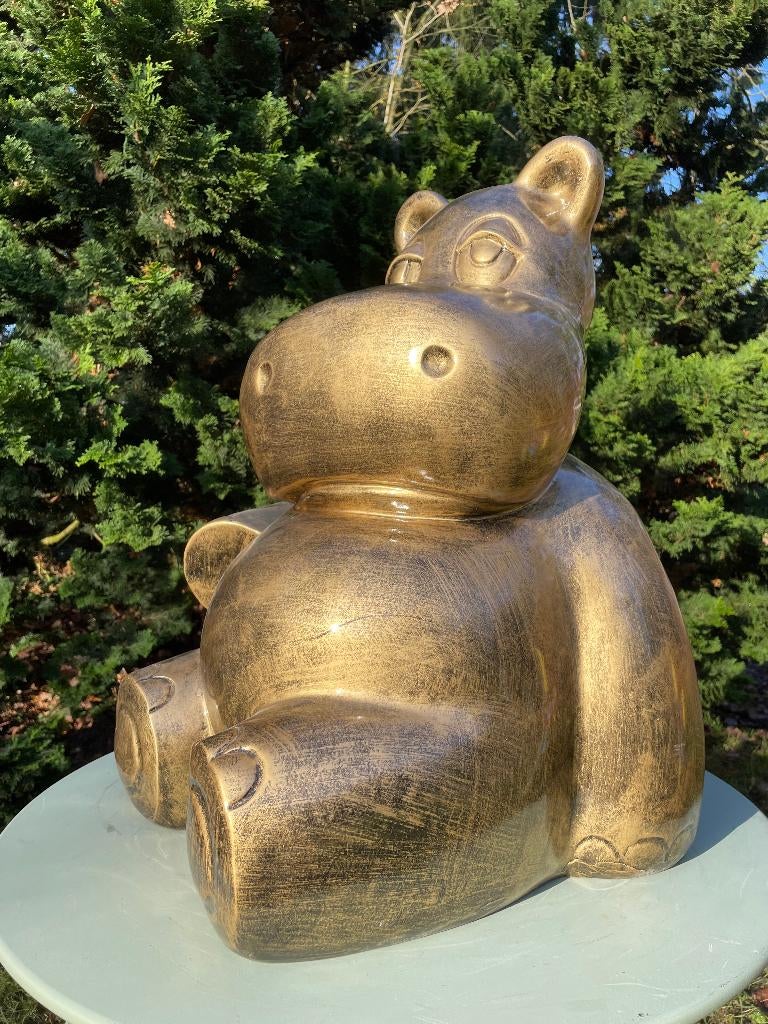 Image hippopotame, hippo, lune, jardin, piscine, étang 55cm, Enlèvement, Neuf, Synthétique, Animal