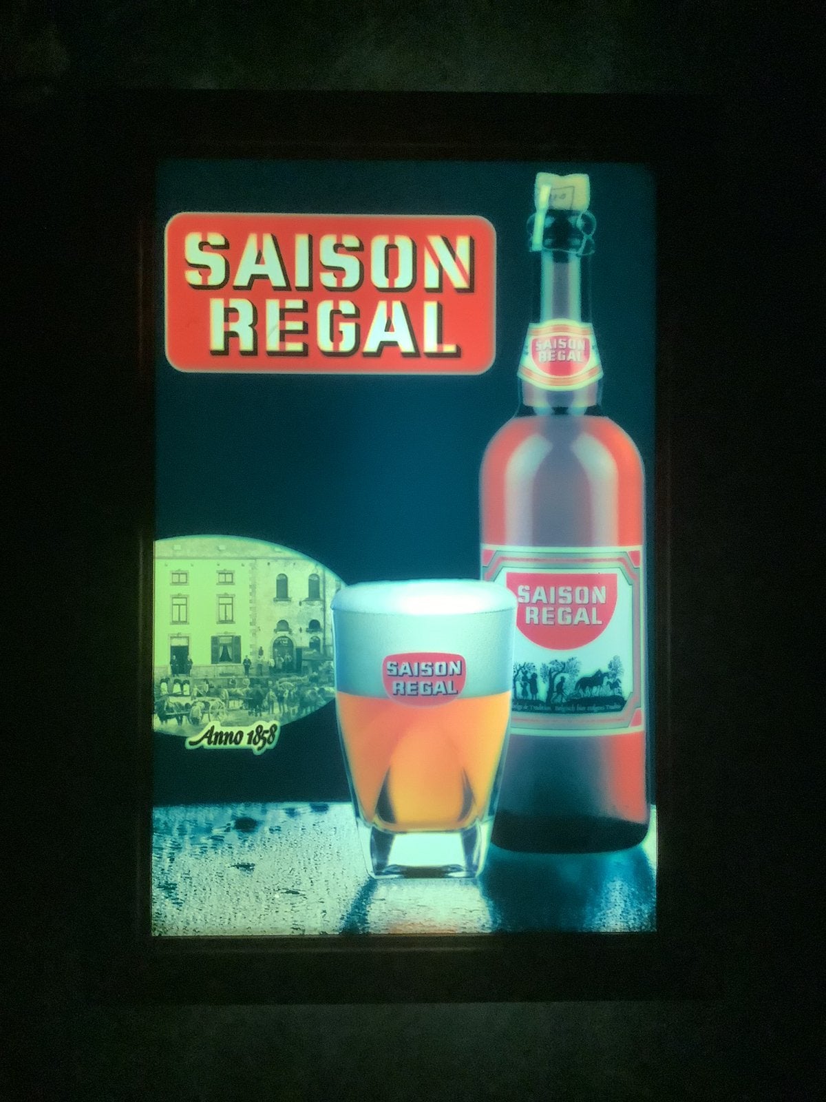 Enseigne lumineuse bière Saison Regal, Collections, Enlèvement ou Envoi, Panneau, Plaque ou Plaquette publicitaire