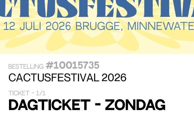 Cactus Festival zondag, Tickets en Kaartjes