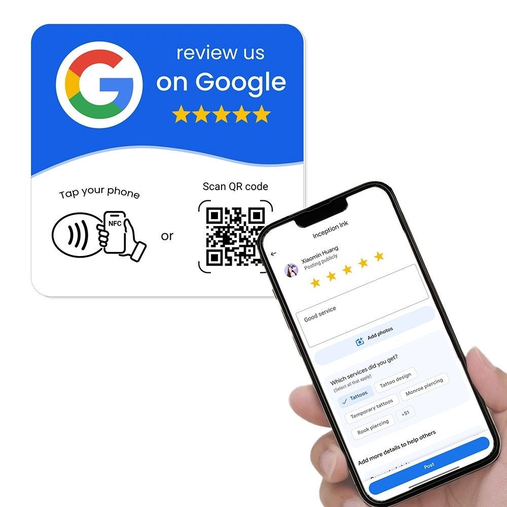NFC google + Qr code avis, Enlèvement ou Envoi