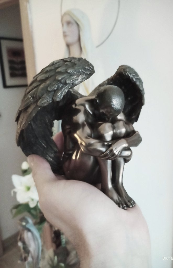 Statue résine ange couleur bronze, Enlèvement ou Envoi, Comme neuf, Religion