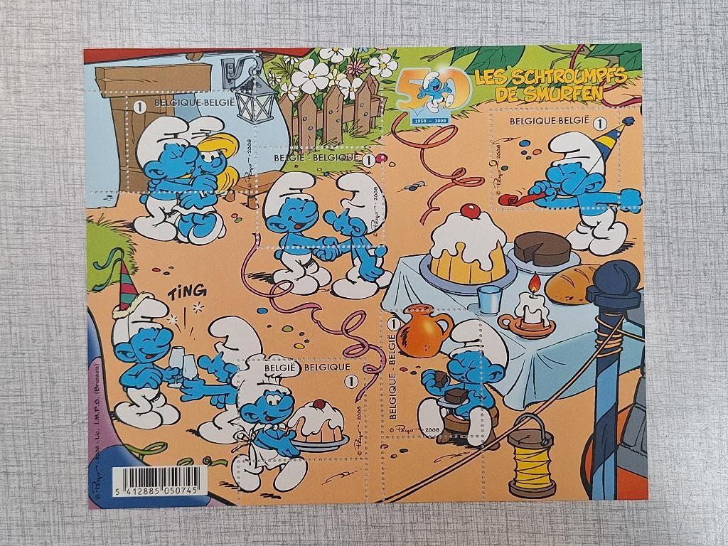 Peyo Smurfen - Postzegelvel (2008), Verzamelen, Ophalen of Verzenden, Zo goed als nieuw, Verschillende Smurfen, Gebruiksvoorwerp