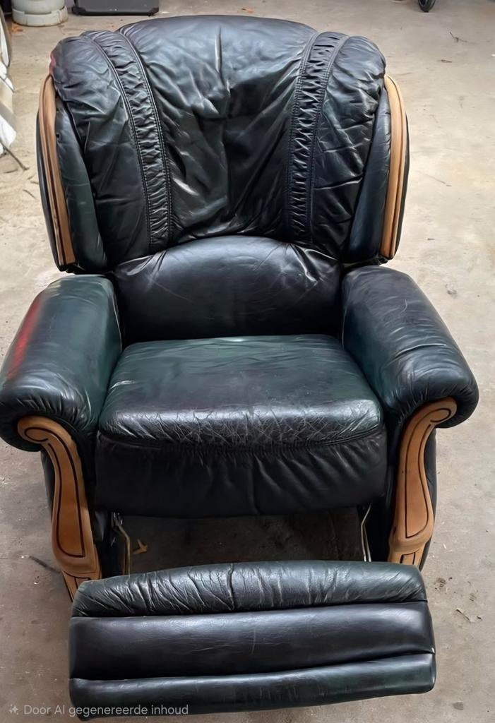 Lederen relax, Huis en Inrichting, Fauteuils, Ophalen, Hout