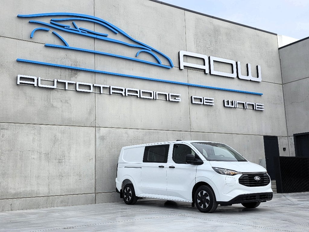 Ford Transit Custom PHEV 227 PK - Dub Cab 6ZIT - NIEUW 0KM, Auto's, Stof, Verwarmde buitenspiegels, Wit, Bedrijf