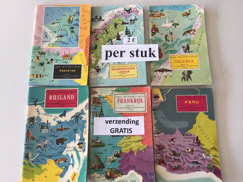 6 boekjes Collectie :"De Wereld Rond" met GRATIS verzending, Antiek en Kunst, Verzenden