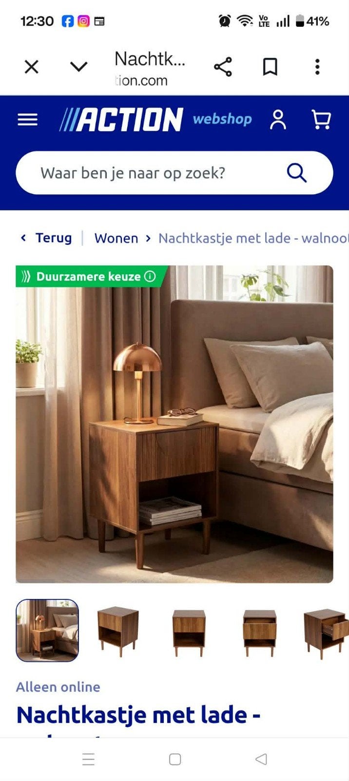 Nachtkastje nog in verpakking, Ophalen