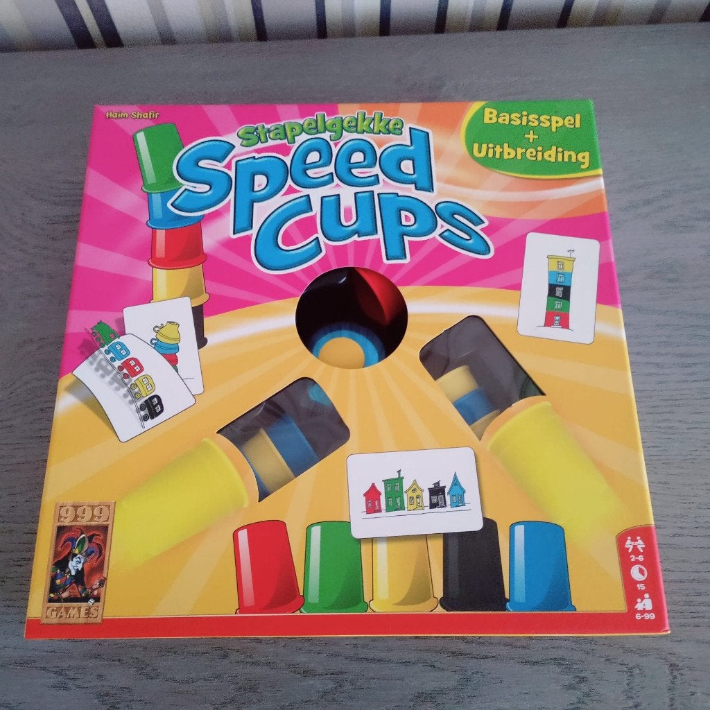 Stapelgekke Speed Cups Basisspel + Uitbreiding ALS NIEUW, Hobby en Vrije tijd, Een of twee spelers, Ophalen of Verzenden, Zo goed als nieuw