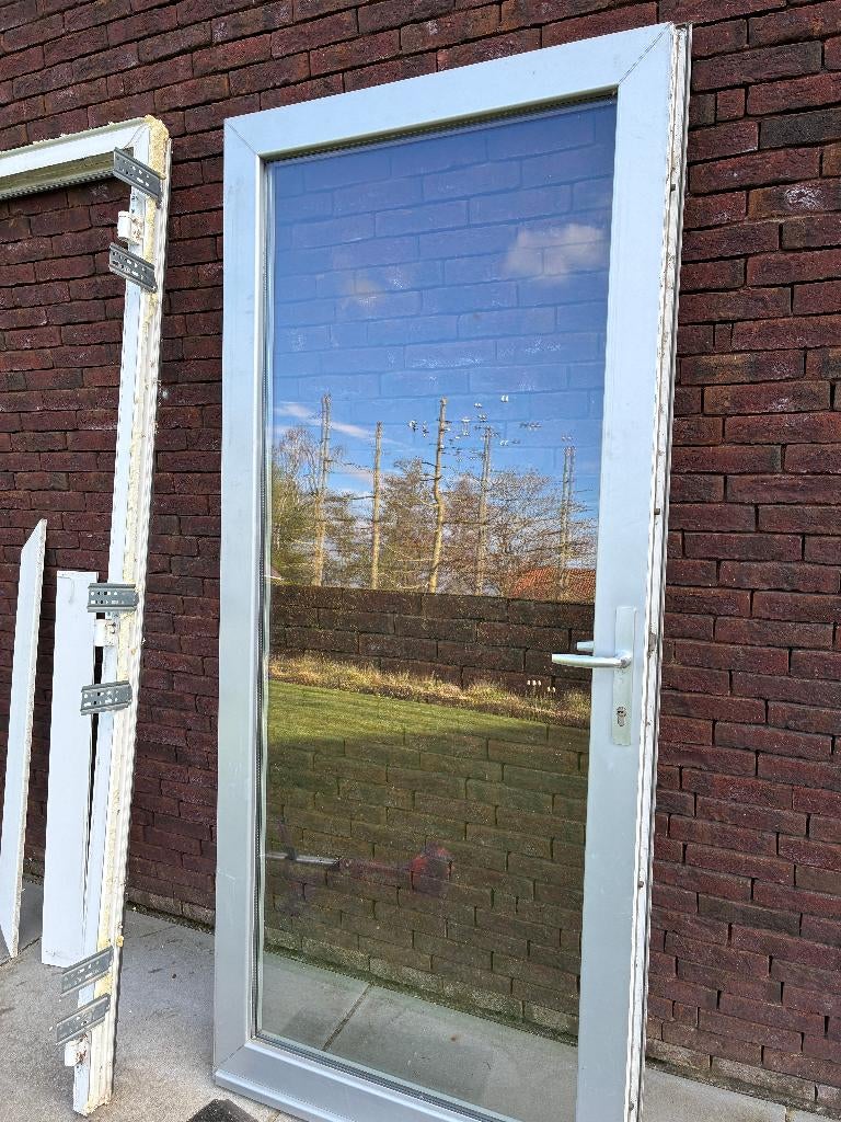 2e hands glazen pvc deur dubbel isolerend glas, Doe-het-zelf en Bouw, Gebruikt, Buitendeur, Glas, 200 tot 215 cm