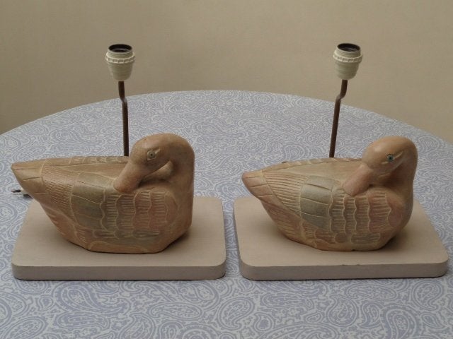 Lampes vintage avec canard sculpté, Lampe d'ambiance, Vintage, Enlèvement ou Envoi, Autres marques