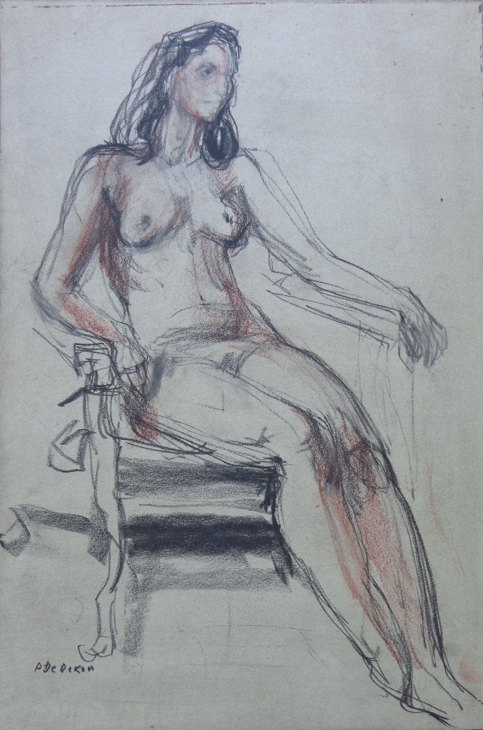 ALBERT DE DEKEN / NAAKT MODEL / ORIGINEEL WERK / 57x38cm SIG, Antiek en Kunst, Kunst | Schilderijen | Modern, Ophalen of Verzenden