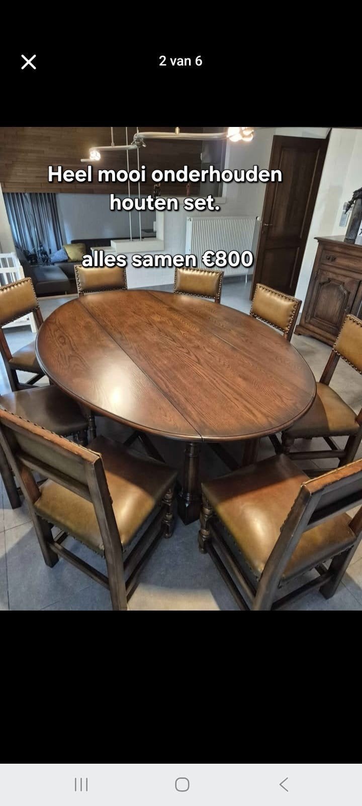 eettafel volledig set hout, Ophalen, Gebruikt, Klassiek hout, 6 tot 8 stoelen