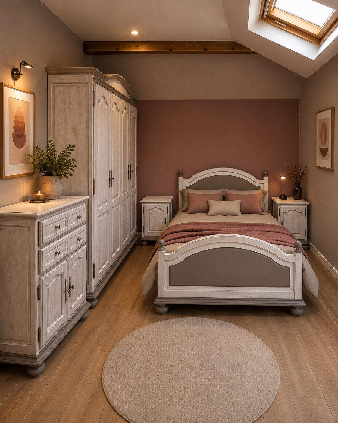 Chambre à coucher complète patinée – style campagne chic, Maison & Meubles, Enlèvement, Comme neuf