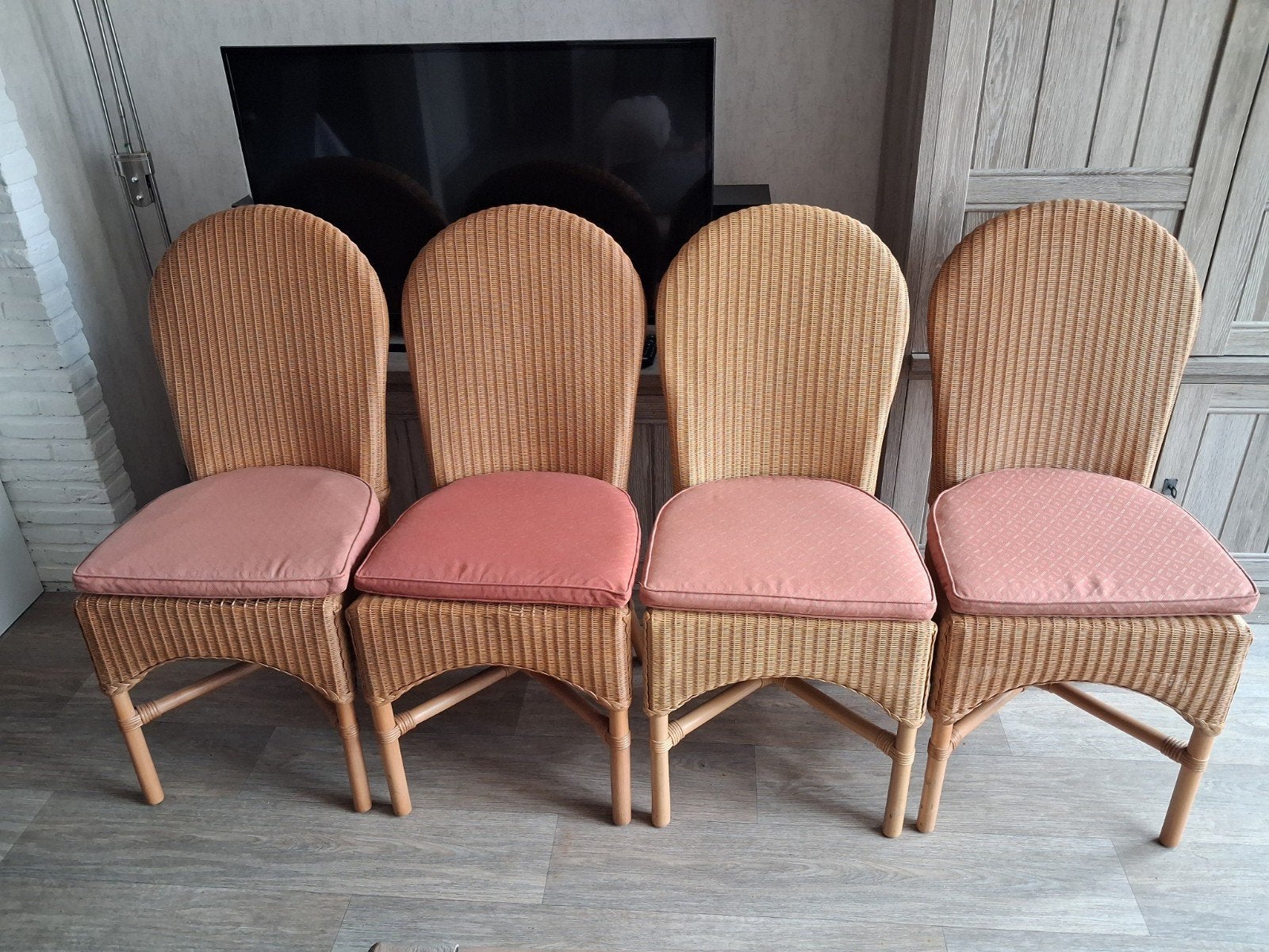 gevlochten rieten (rotan) stoelen, Ophalen, Gebruikt, Riet of Rotan, Vier