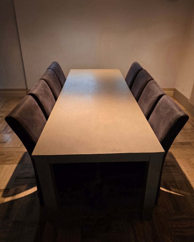 Eetkamertafel + stoelen, Ophalen, 100 tot 150 cm, 200 cm of meer, Zo goed als nieuw