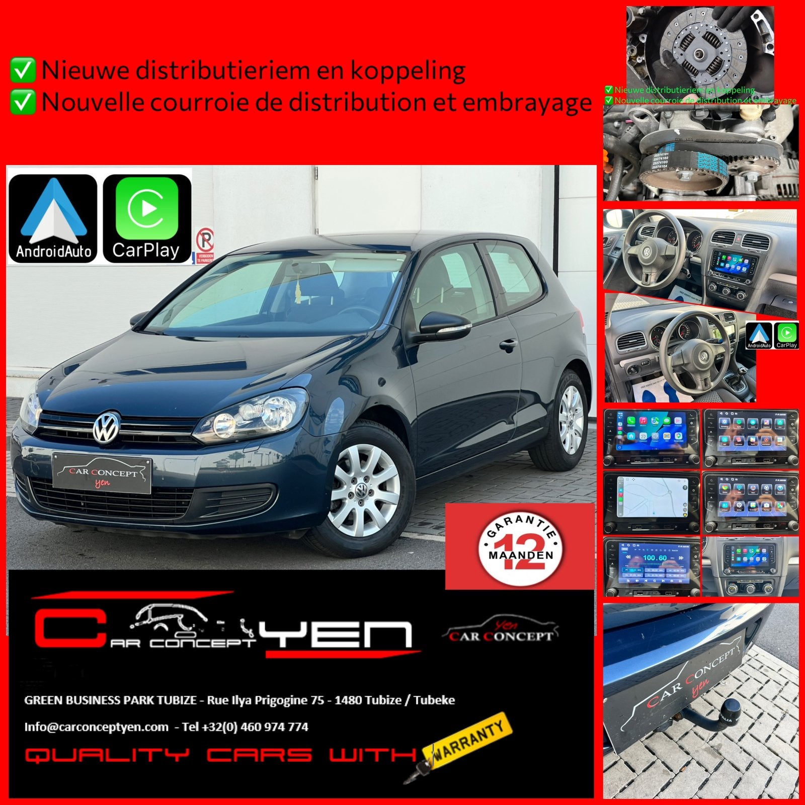 Golf 6*1.4i*Carplay*Distri et embrayage neufs*Airco*Garantie, Autos, Volkswagen, Entreprise, Golf, ABS, Airbags, Air conditionné