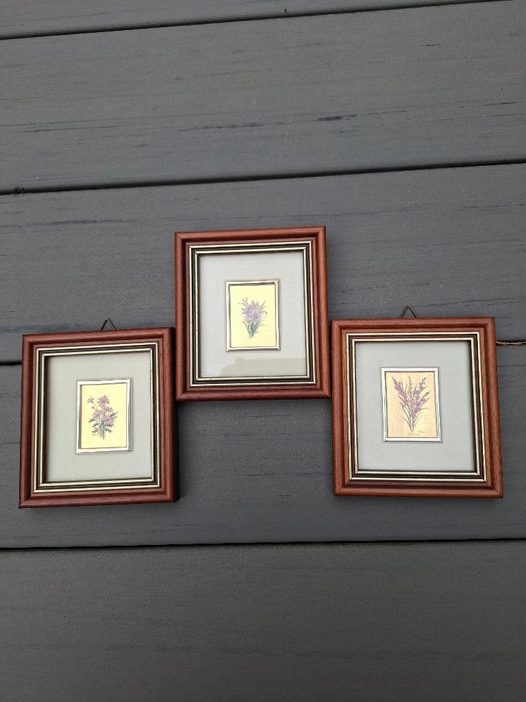 drie kleine schilderijtjes in bladgoud, Doek, Klassiek, Origineel werk, Ophalen