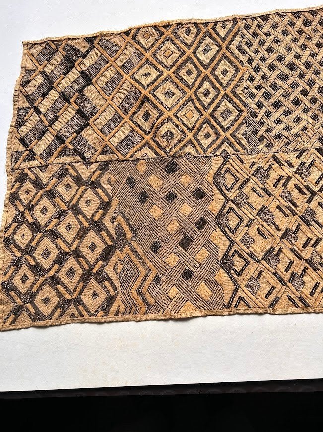 Authentieke Kuba-doek # 6 uit DR Congo, Fait main, Afrique, Objet rituel, Enlèvement