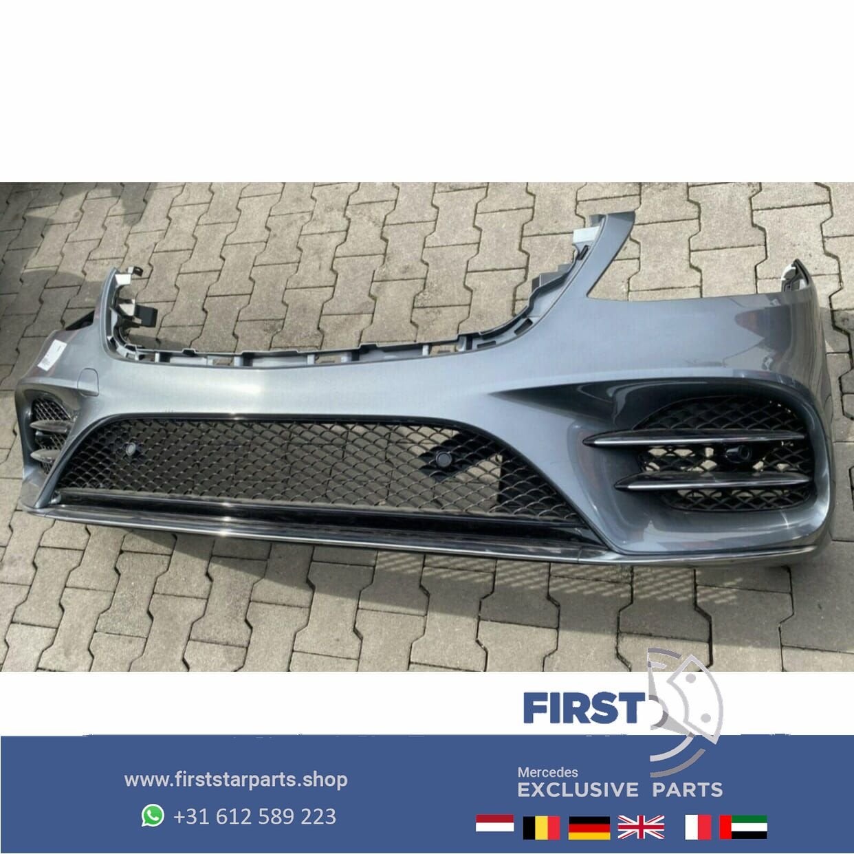 W222 AMG VOORBUMPER COMPLEET GRIJS origineel Mercedes S KLAS, Gebruikt, -, Voor, Ophalen of Verzenden
