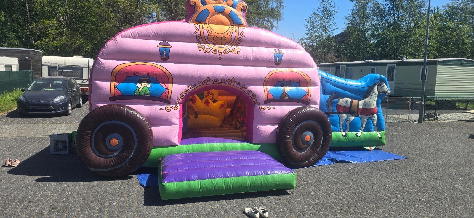 te koop springkasteel koets, Hobby en Vrije tijd, Ophalen, Gebruikt