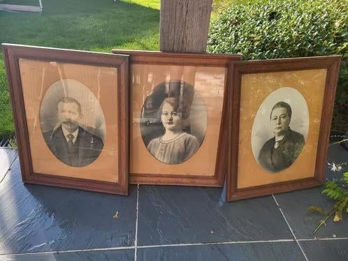 3 ingekaderde Antieke portretfoto's, Verzamelen, Foto's en Prenten, Ophalen, Kind