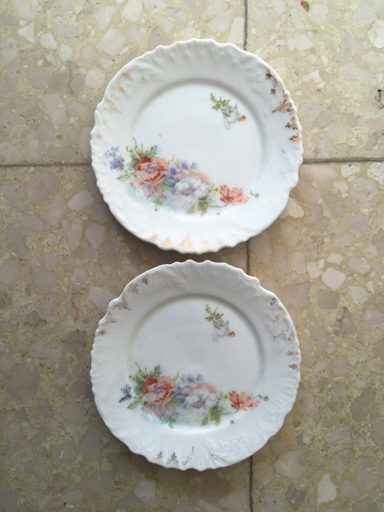 2 kleine bordjes met bloemen, Enlèvement ou Envoi