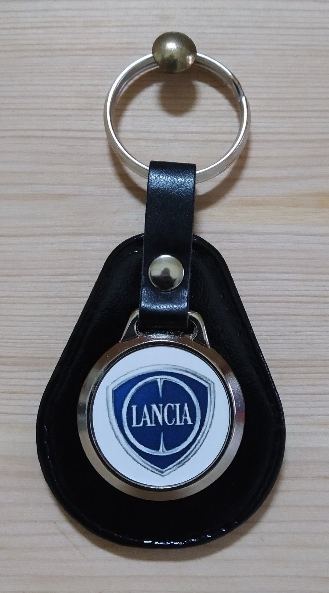 LANCIA Porte-clés avec logo. Cuir noir, Neuf, -, -, Lancia