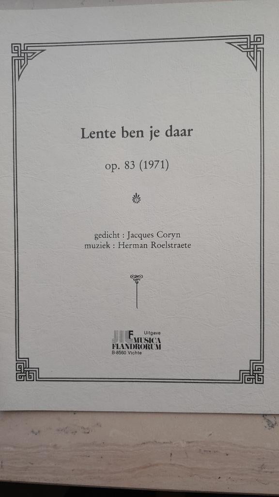 Partituur  "Lente ben je daar"   Herman Roelstraete, Musique & Instruments, Partitions, Neuf, Chœur, Enlèvement ou Envoi, Autres genres
