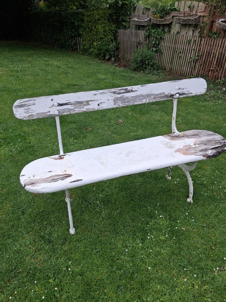 Ancien banc de jardin en bois et fonte, Enlèvement, Bois