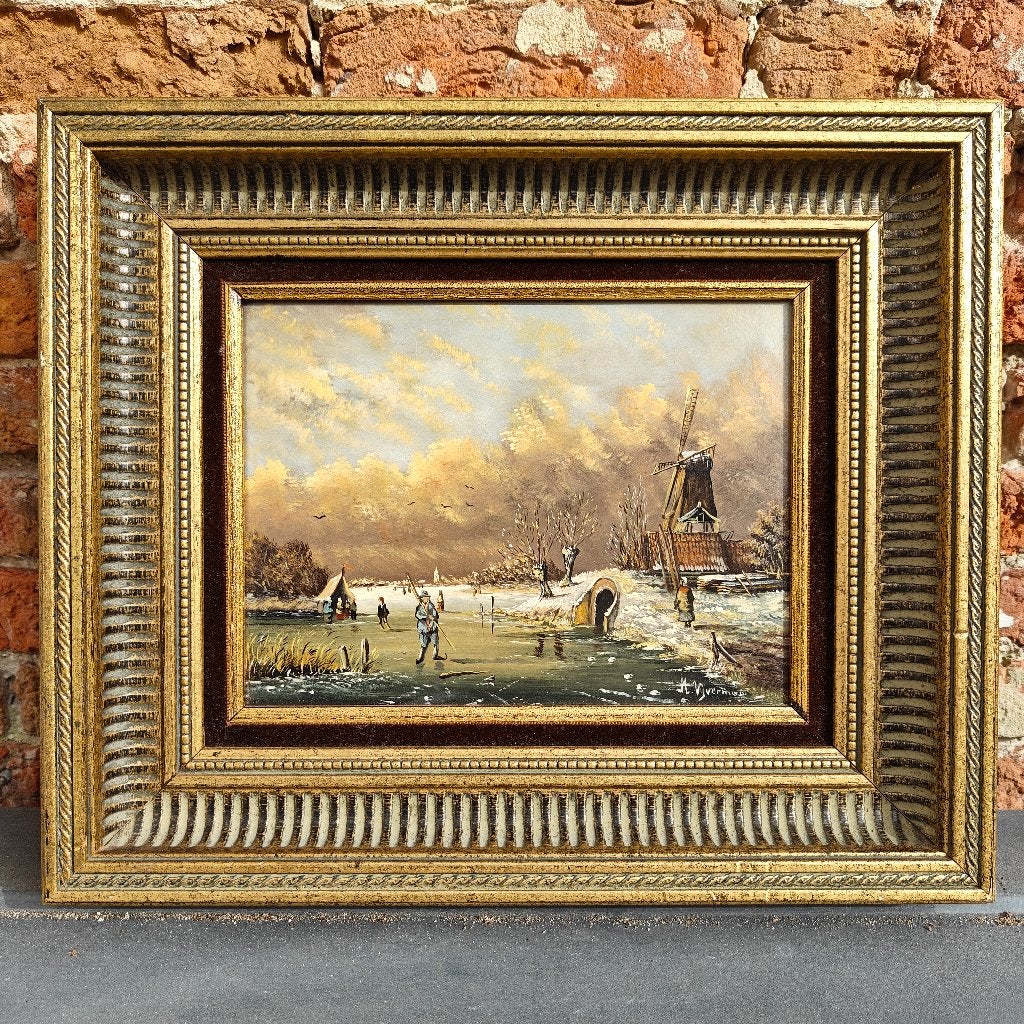 Gesigneerd schilderij van Nederlands landschap, Antiek en Kunst, Kunst | Schilderijen | Klassiek, Ophalen, Bijzondere lijst, Landschap
