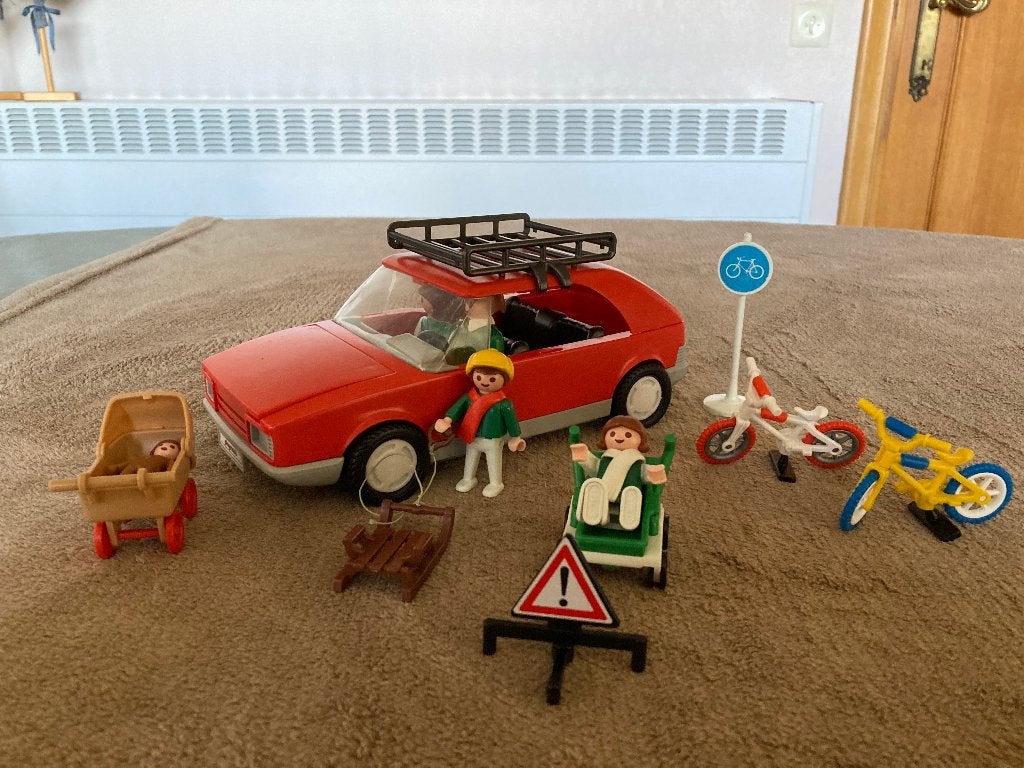 Playmobil vintage : auto, 2 fietsen, buggy, kinderwagen,, Ophalen of Verzenden, Zo goed als nieuw, Losse onderdelen