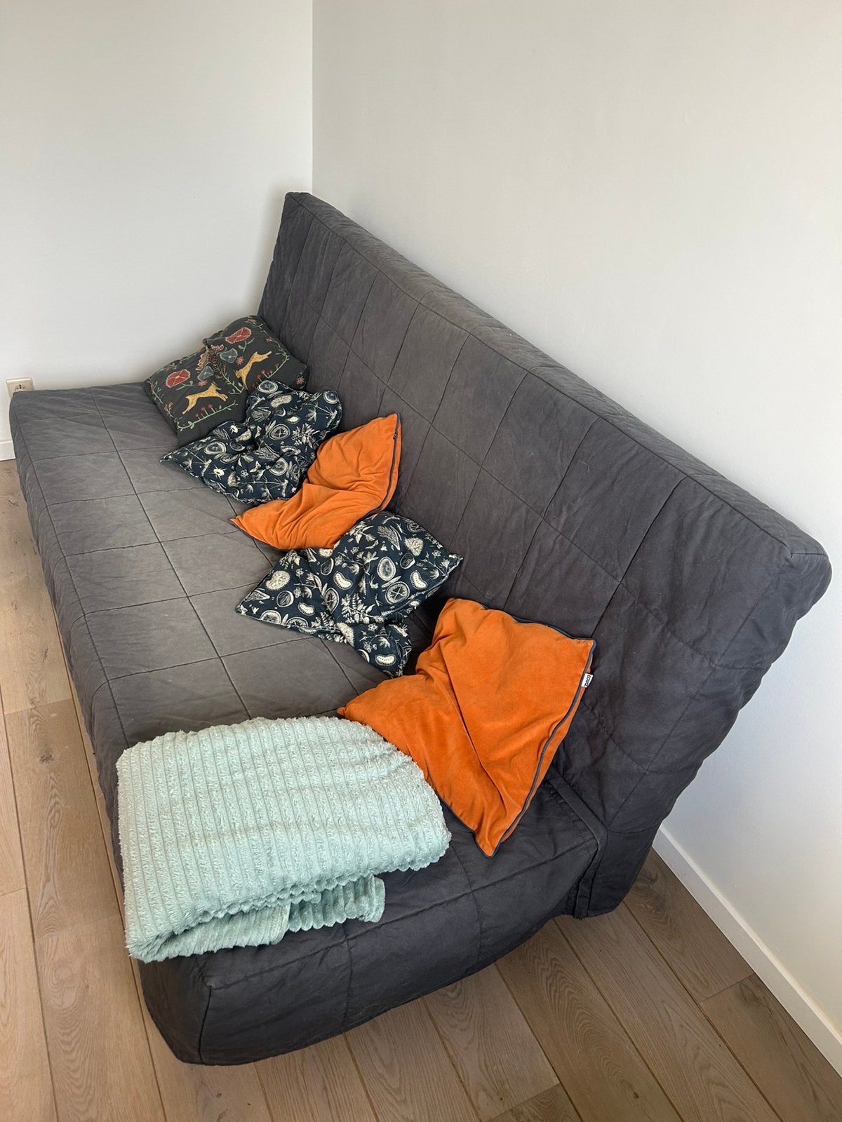 Zetelbed donkergrijs Ikea, Ophalen, Gebruikt, Tweepersoons, 140 cm