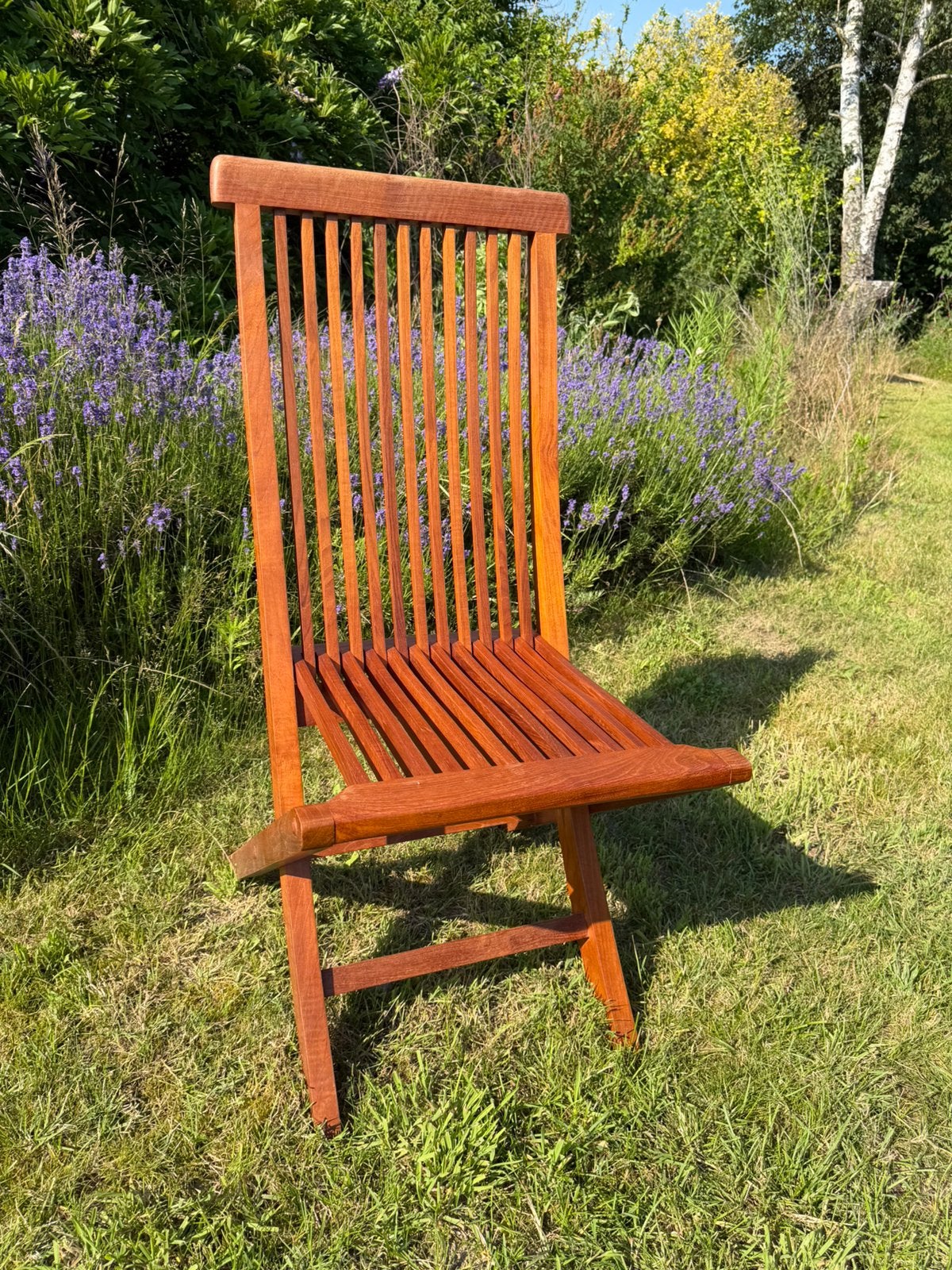 4 luxe hardhouten tuinstoelen – tropisch hardhout, Tuin en Terras, Ophalen, Zo goed als nieuw, Hout
