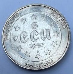 5 ECU Belgique 1987, Timbres & Monnaies, Monnaies | Belgique, Enlèvement ou Envoi, Monnaie en vrac, Argent, Argent