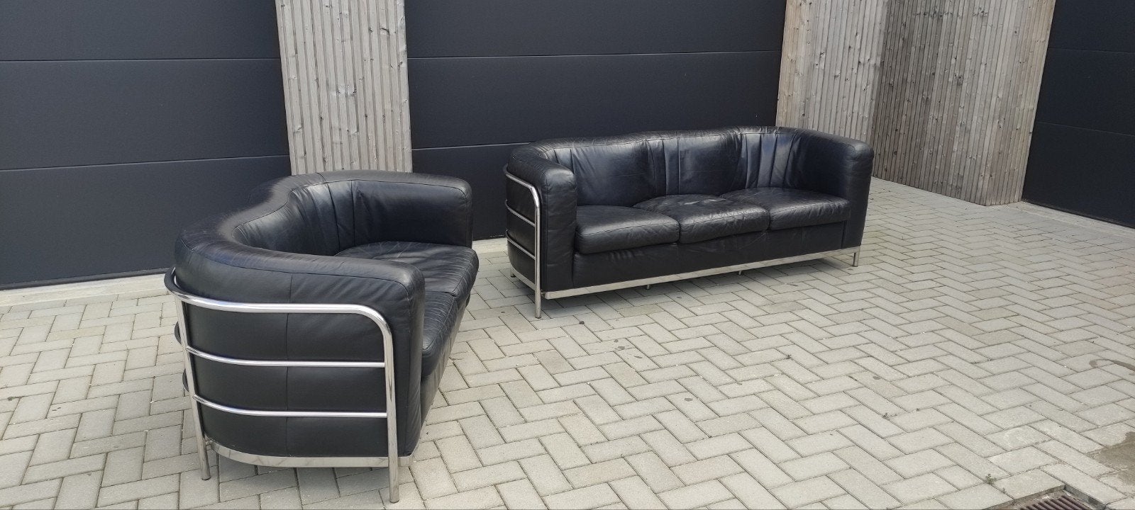 Fauteuils Zanotta Onda noir, Maison & Meubles, Fauteuils, Enlèvement, Utilisé, Cuir, Zanotta
