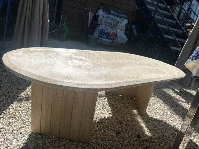 Table basse de salon en pierre (travertin), Maison & Meubles, 50 à 100 cm, Enlèvement, Utilisé, 50 à 100 cm