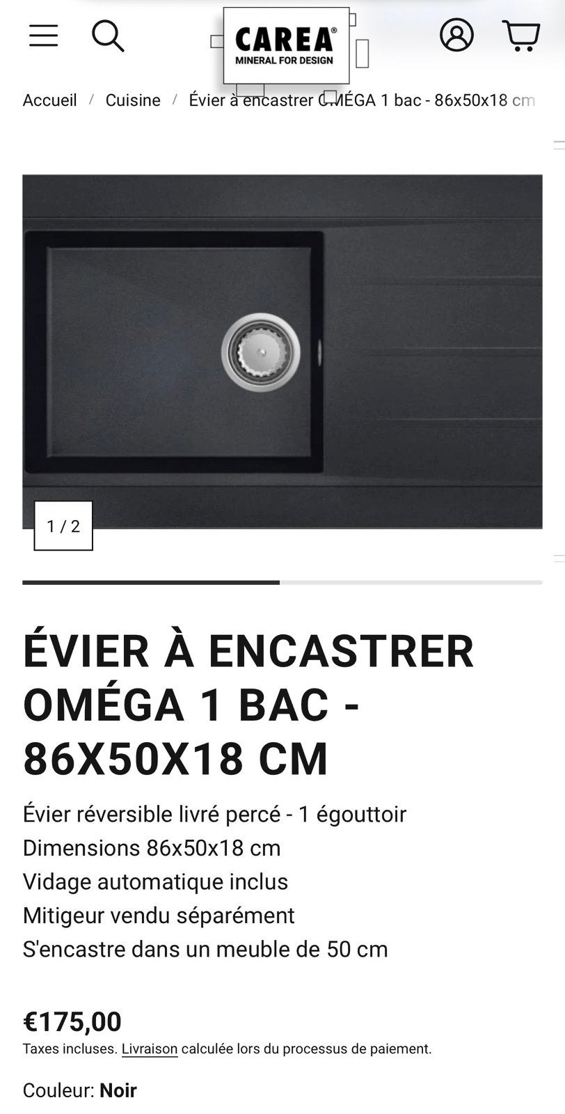 Evier a encastrer noir matt neuf, Enlèvement, Comme neuf, Noir